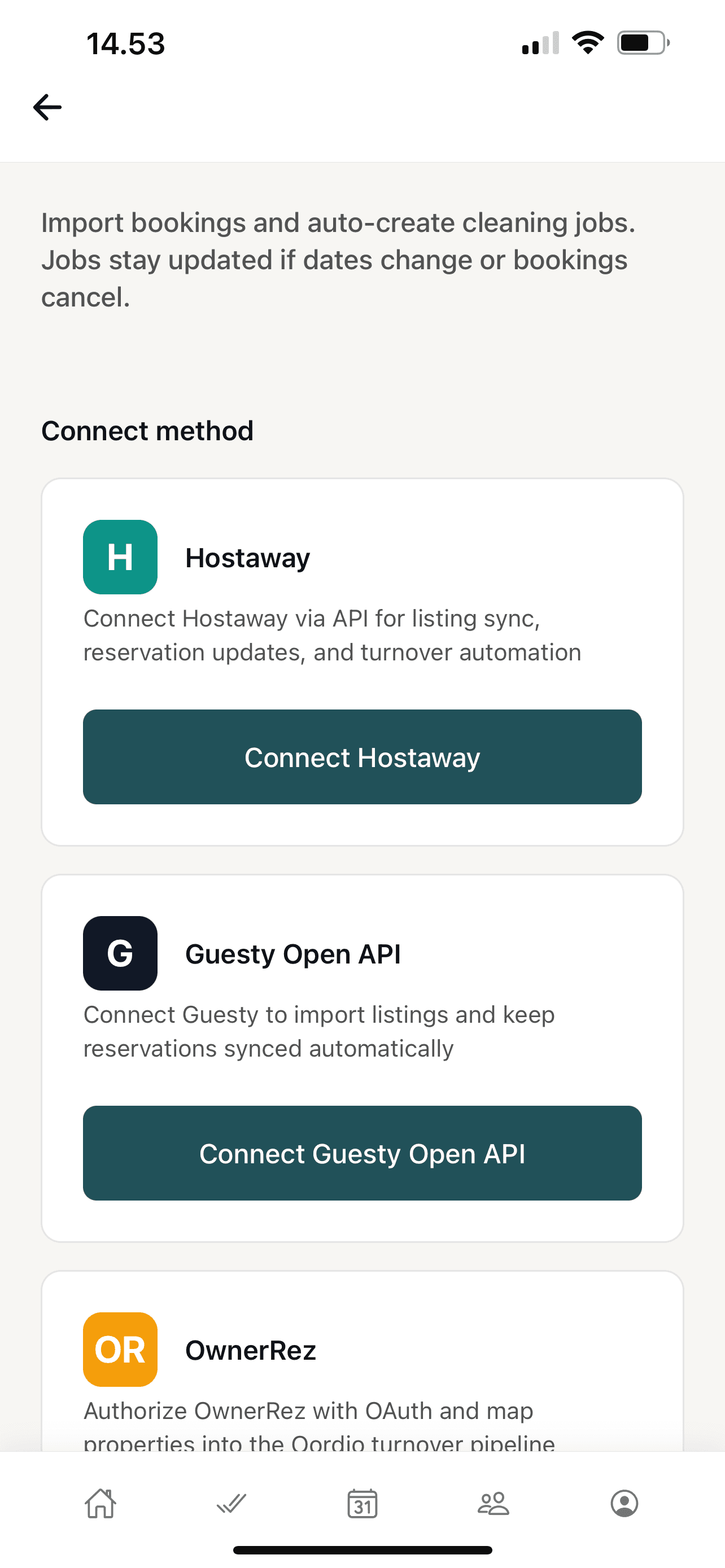 Oordio Integrations: Airbnb, PMS platforms, iCal, and Stripe payout accounts